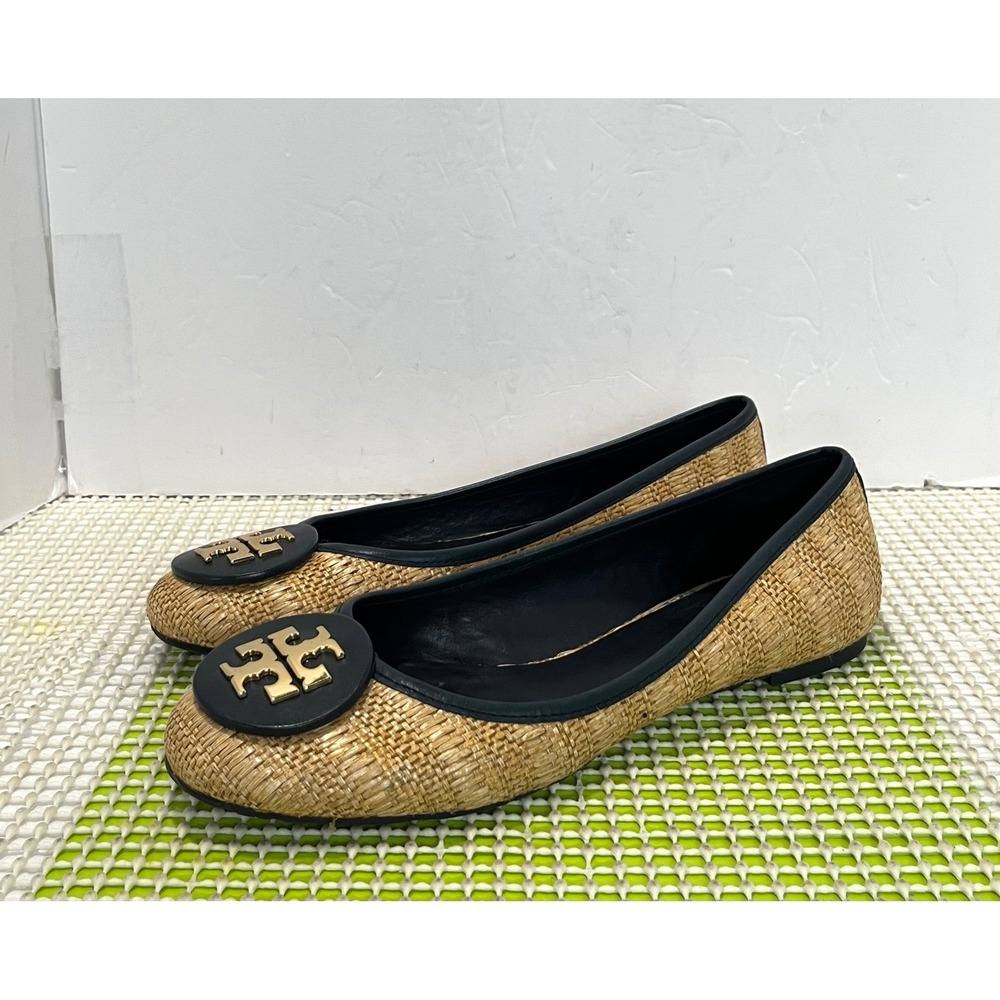 Tory Burch Raffia Reva Ballet Flats Women's 10M GOOD Condition